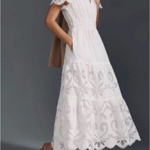 Anthropologie The Somerset Maxi Dress Cutwork Edition Size L Retails $220